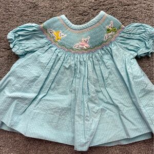 Charming Blue Smocked Kids Dress Easter